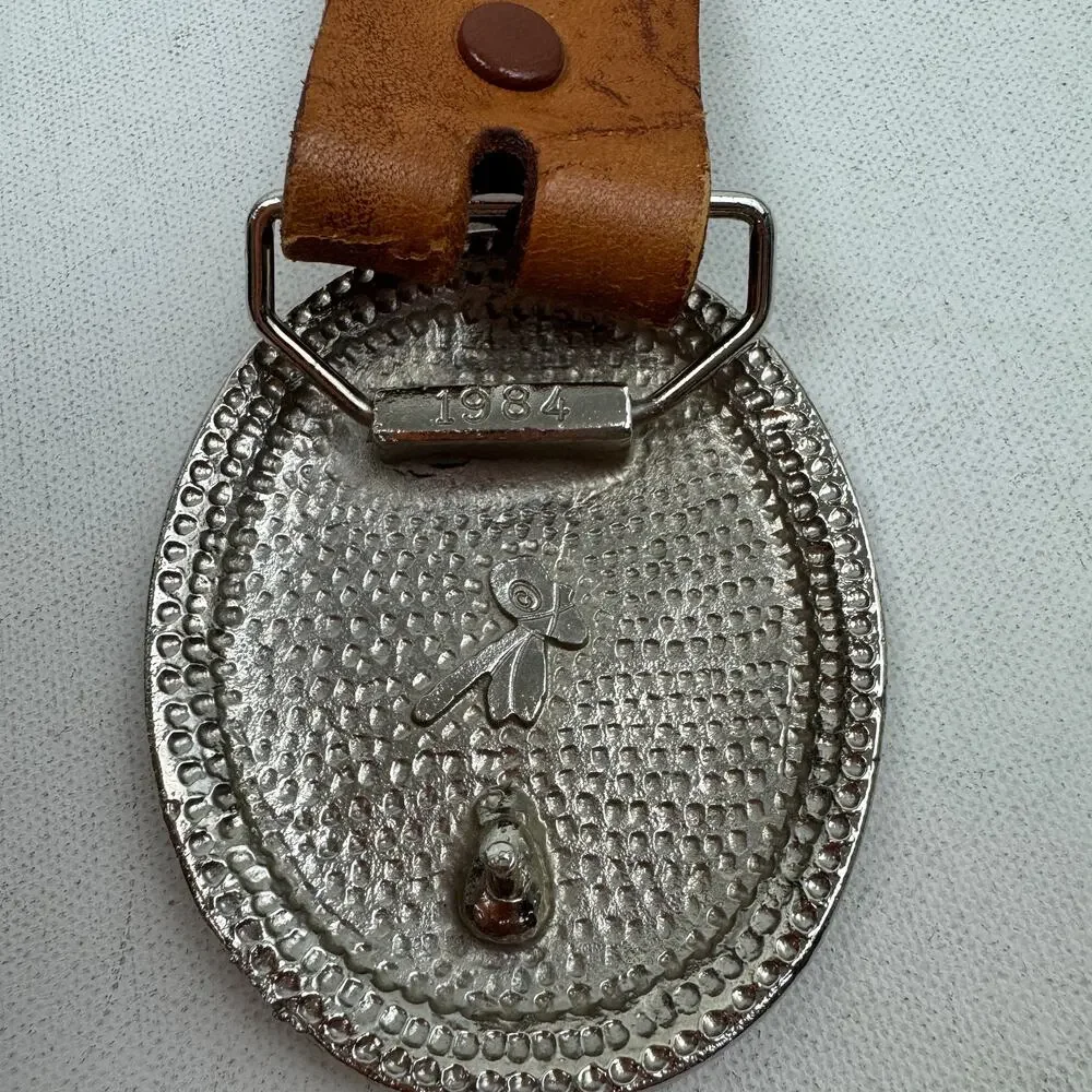 VTG Gambler Belt Buckle & Hand Tooled Belt